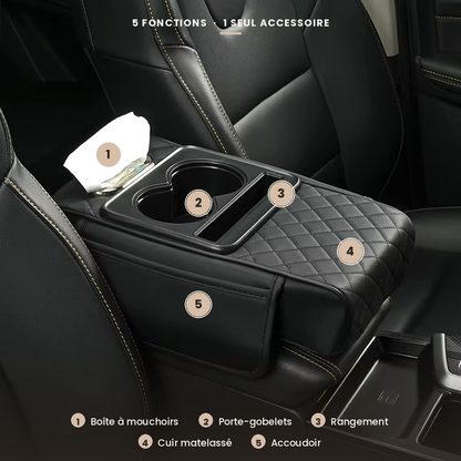 Organiseur Voiture 5-en-1 — Porte-Gobelets, Téléphone & Rangement