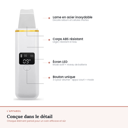 Spatule Ultrasonique Visage — Nettoyeur de Pores en Profondeur